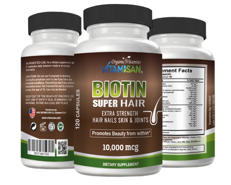 Biotin, Collagen & Keratin Capsules - Joints, Skin & Hair Natural Vitamins  120 Capsules - Vitamisan