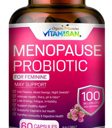 Menopause Probiotic for Women – 100 Billion CFU | Natural Hormone Balance, Hot Flash & Mood Relief, Vaginal & Gut Health Support | 4-in-1 Menopause Supplement | Vegan, Non-GMO, USA Made – 60 Capsules