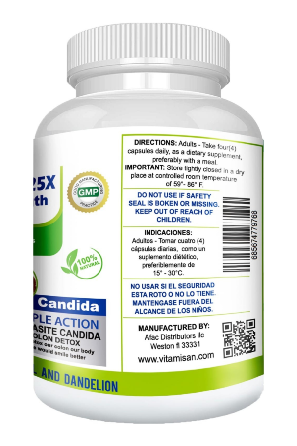 11111111111111111111111111 Vitamisan Colon Detox 25X – Maximum Strength 1620mg – Triple Action Cleanse with Parasite & Candida Support – Natural Detox & Weight Management – 100 Veggie Capsules – Non-GMO