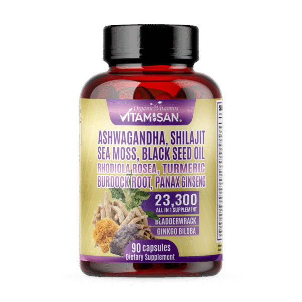 Vitamisan Ultra Vitality Complex – 23,300mg Mega Blend with Ashwagandha, Shilajit, Sea Moss, Black Seed Oil + 12 Super Adaptogens