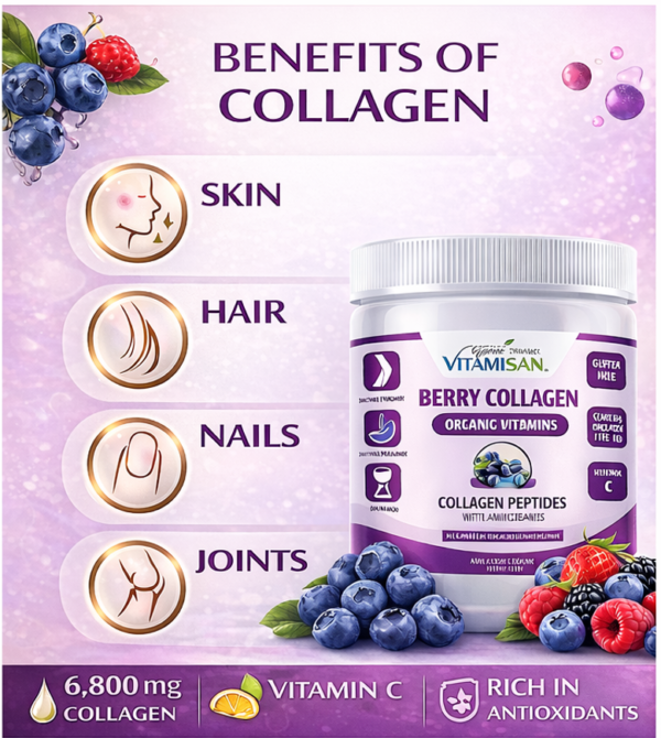 BERRY PROMO2 Premium Berry Collagen Peptides 6,800mg – Hydrolyzed Collagen with Vitamin C for Skin, Hair & Joint Support