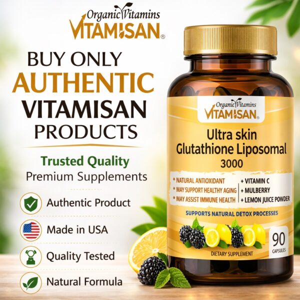 Ultra Skin Glutathione Liposomal 3000mg – Antioxidant Support with Vitamin C, Mulberry & Lemon | 90 Capsules