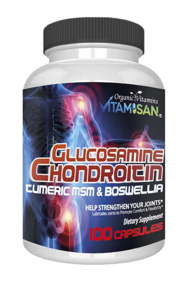 Glucosamine Chondroitin with Turmeric, MSM & Boswellia – Joint Support Supplement for Mobility, Comfort & Flexibility – 100 Capsules by Vitamisan