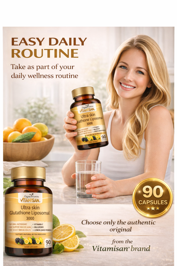 Ultra Skin Glutathione Liposomal 3000mg – Antioxidant Support with Vitamin C, Mulberry & Lemon | 90 Capsules
