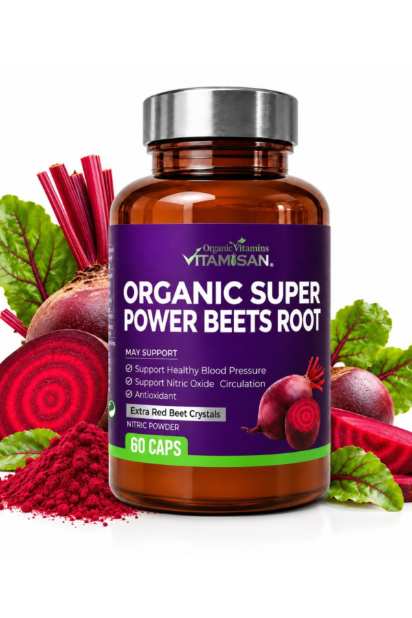 Diseño sin título (14) Organic Beet Root Capsules 8000 mg – Nitric Oxide, Circulation & Energy Support | 60 Capsules