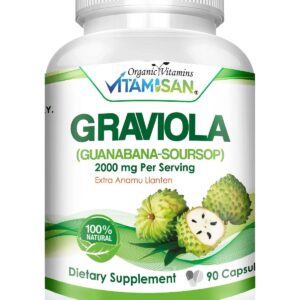 GRAVIOLA SOURSOP Graviola Capsules Guanabana Soursop 2000 mg – Immune/ Antioxidant 90 Capsules