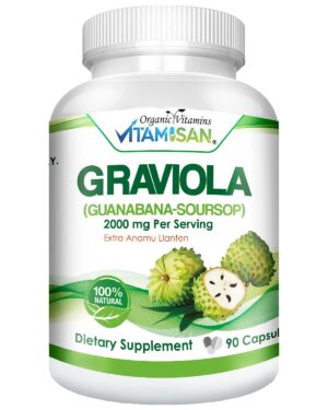 GRAVIOLA SOURSOP Graviola Capsules Guanabana Soursop 2000 mg – Immune/ Antioxidant 90 Capsules