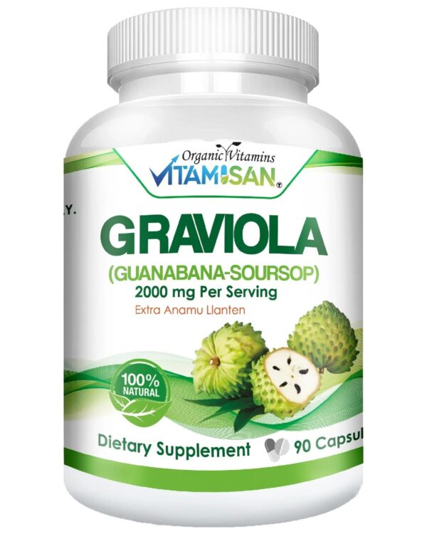 thumbnail image 2 of Soursop Graviola 450 Capsules – 2000 Mg Pure Annona Muricata, Guanabana Supplement, Made In USA 2 of 6