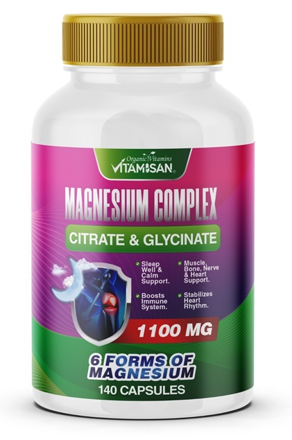 MAGNESIUMCITRATE1.jpg Magnesium Complex 140 capsules citrate chloride, glysinate chelated MAGNESIO COMPLEX BLEND
