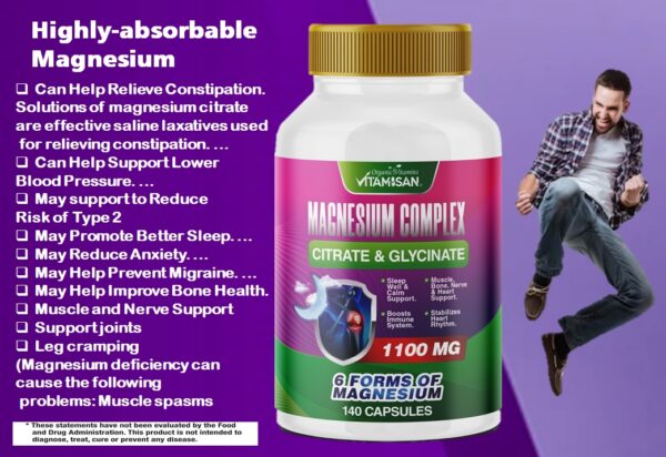 MAGNESIUMCITRATEinfo2.jpg Magnesium Complex 140 capsules citrate chloride, glysinate chelated MAGNESIO COMPLEX BLEND