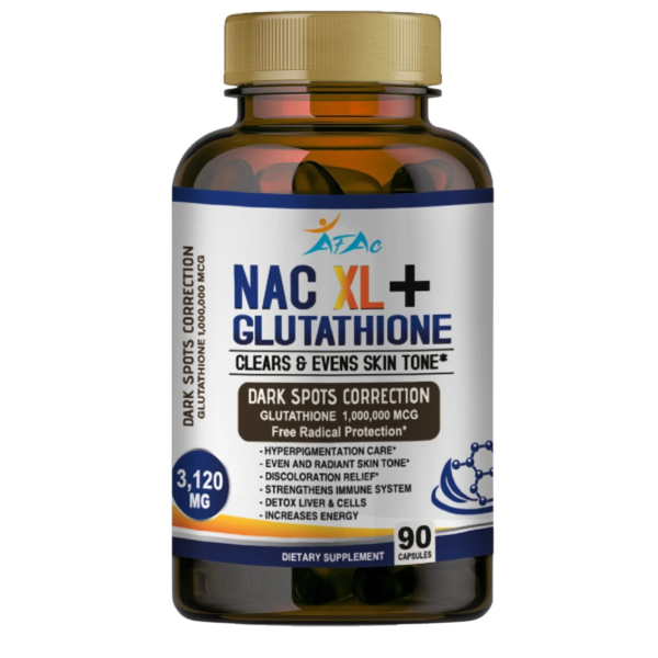 NAC NAC XL + Glutathione Supplement – Skin Tone Support, Antioxidant & Detox Support | 90 Capsules