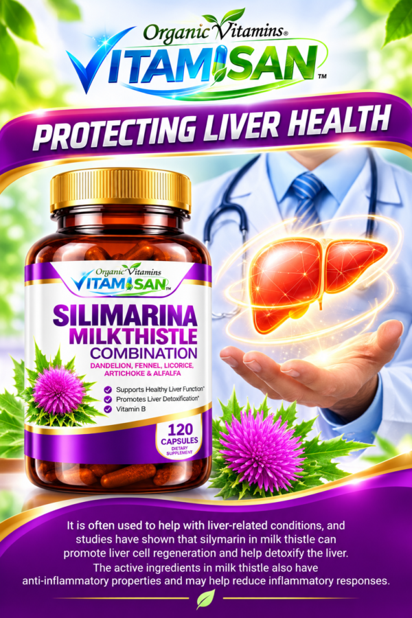 Protección hepática con vitaminas orgánicas Silimarina Vitamisan 120 CAPSULES VITAMISAN