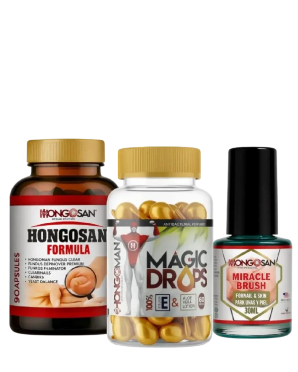Hongosan Complete Nail & Skin Care Kit – Formula Capsules + Magic Drops + Miracle Brush – Internal & External Support (Copy)