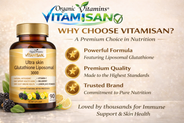 Ultra Skin Glutathione Liposomal 3000mg – Antioxidant Support with Vitamin C, Mulberry & Lemon | 90 Capsules