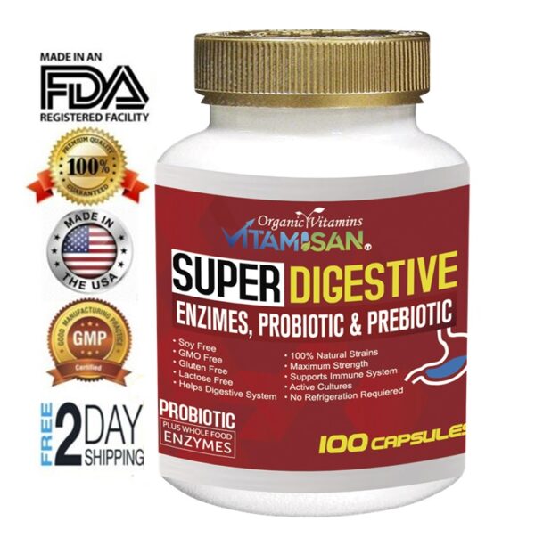 Super Digestives Enzimas PROBIOTIC and PREBIOTIC Enzymes Probiotics VITAMISAN