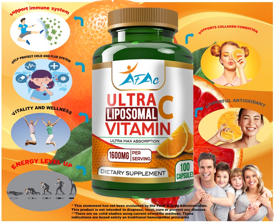 ULTRA LIPOSOMAL VITAMIN C 1600 MG 100 CAPSULES  High Absorption AFAC