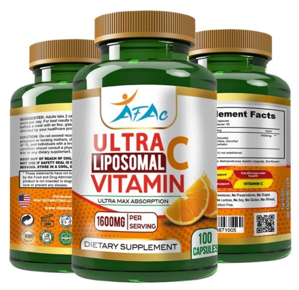 ULTRA LIPOSOMAL VITAMIN C 1600 MG 100 CAPSULES  High Absorption AFAC