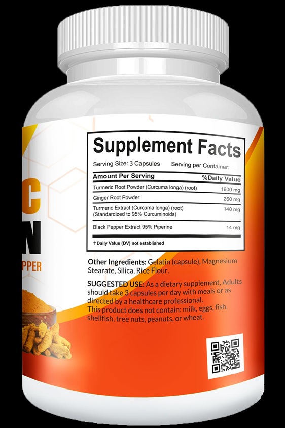 Turmeric Curcumin 2100mg with Black Pepper & Ginger - Anti-Inflammatory, Joint Support, Immune Booster - 120 Capsules - Organic, High Potency, Natural Pain Relief Supplement"