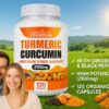 Turmeric Curcumin 2100mg with Black Pepper & Ginger - Anti-Inflammatory, Joint Support, Immune Booster - 120 Capsules - Organic, High Potency, Natural Pain Relief Supplement"
