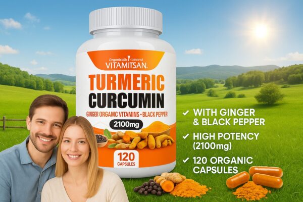 Turmeric Curcumin 2100mg with Black Pepper & Ginger - Anti-Inflammatory, Joint Support, Immune Booster - 120 Capsules - Organic, High Potency, Natural Pain Relief Supplement"