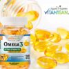 Omega 3 Fish Oil Capsules Strength 120 softgels EPA & DHA, Highest Potency VITAMISAN