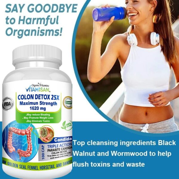 WhatsApp-Image-2025-07-30-at-6.19.43-PM-2.jpeg Vitamisan Colon Detox 25X – Maximum Strength 1620mg – Triple Action Cleanse with Parasite & Candida Support – Natural Detox & Weight Management – 100 Veggie Capsules – Non-GMO