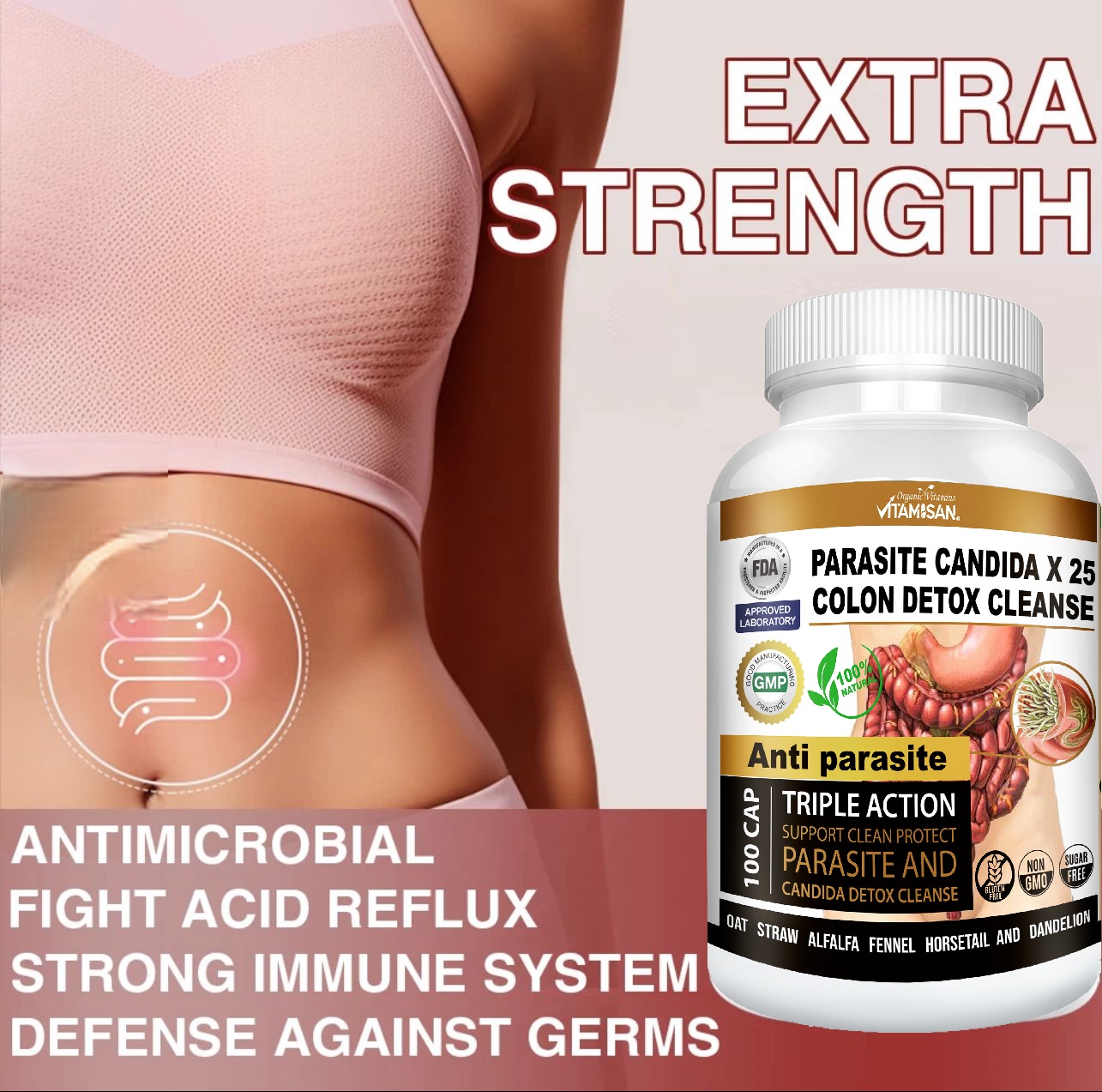 PARASITE CANDIDA COLON DETOX CLEANSE 100 VITAMISAN