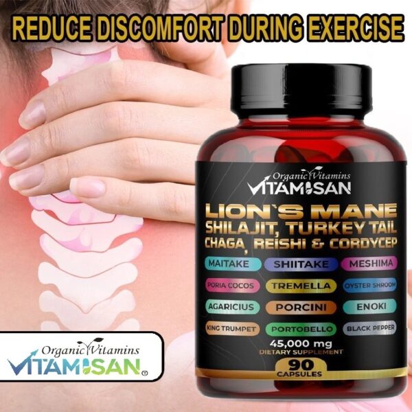 Lion Mane Mushroom Complex 45000mg with Shilajit  90 Caps USA VITAMISAN