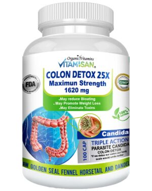 WhatsApp Image 2025-12-18 at 5.39.40 PM (1) Vitamisan Colon Detox 25X – Maximum Strength 1620mg – Triple Action Cleanse with Parasite & Candida Support – Natural Detox & Weight Management – 100 Veggie Capsules – Non-GMO