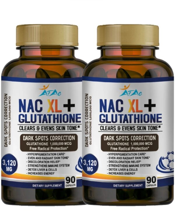 NAC XL + Glutathione 2-Pack – Antioxidant, Skin Tone & Detox Support | 180 Capsules