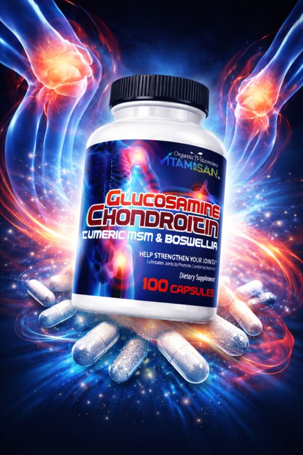 Glucosamine Chondroitin with Turmeric, MSM & Boswellia – Joint Support Supplement for Mobility, Comfort & Flexibility – 100 Capsules by Vitamisan