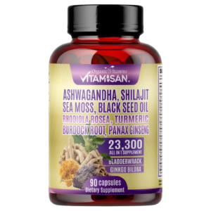 aswagandha Adaptogenic Super Blend Supplement – Ashwagandha, Shilajit, Sea Moss & Ginseng for Energy & Wellness | 90 Capsules