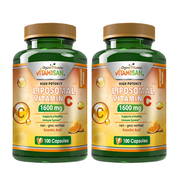 Liposomal Vitamin C 1600 mg – High Potency Immune & Antioxidant Support | 2 Bottles (200 Capsules)
