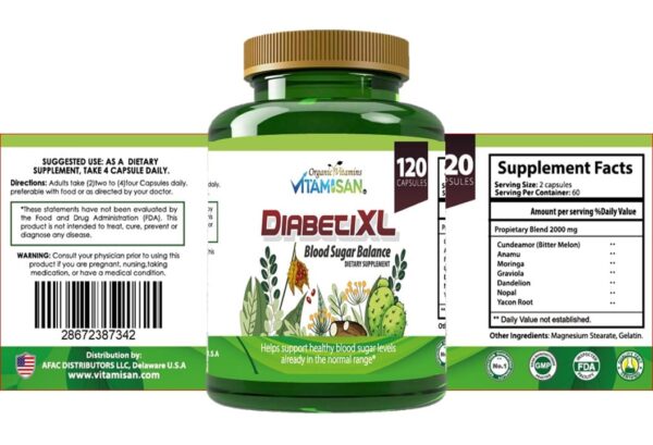 DiabeticXl Blood Sugar Balance Supplement – Advanced Herbal Support for Healthy Glucose Levels | 120 Capsules