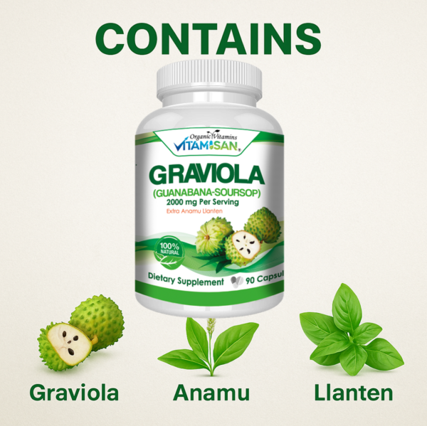 Graviola Capsules Guanabana Soursop 2000 mg – Immune/ Antioxidant  90 Capsules