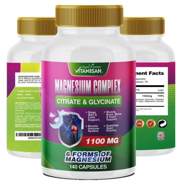 magnesiums.jpg Magnesium Complex 140 capsules citrate chloride, glysinate chelated MAGNESIO COMPLEX BLEND