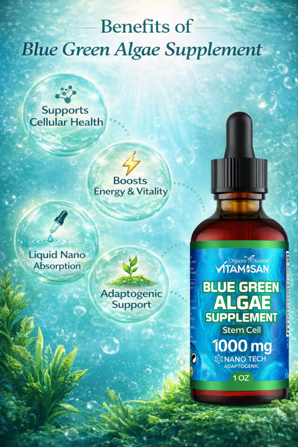 Blue Green Algae Supplement 1000mg – Adaptogenic Liquid Cellular Support