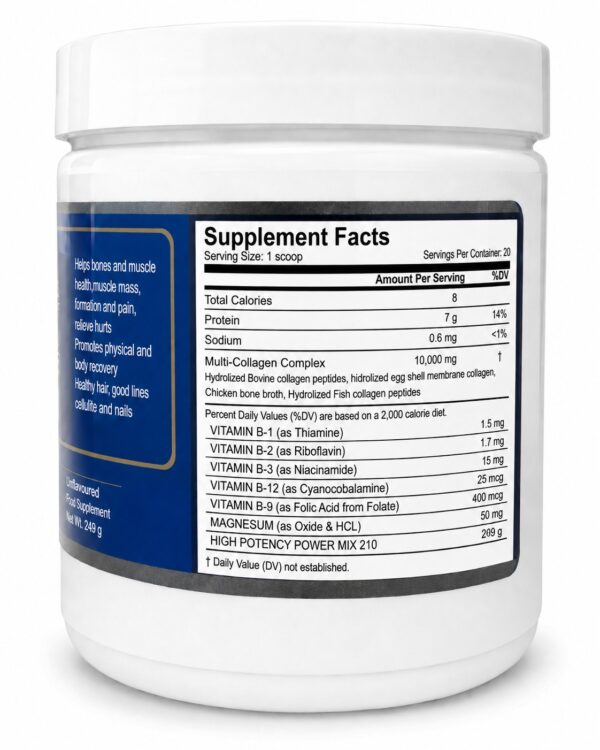 Vitamisan Multi-Collagen Hydrolyzed Powder – Natural Collagen Support for Hair, Skin, Nails & Daily Wellness