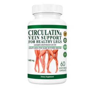 Circulatin Vein Support & Healthy Leg Circulation Supplement 1480 mg – Diosmin Hesperidin Rutin Grape Seed Pine Bark Butcher's Broom – 60 Veg Capsules